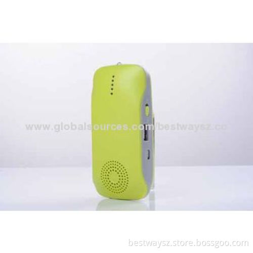Power Bank Bluetooth Speaker, 3W RMS, 2000mAh x 2 Built-in Recharge Battery Capacity
